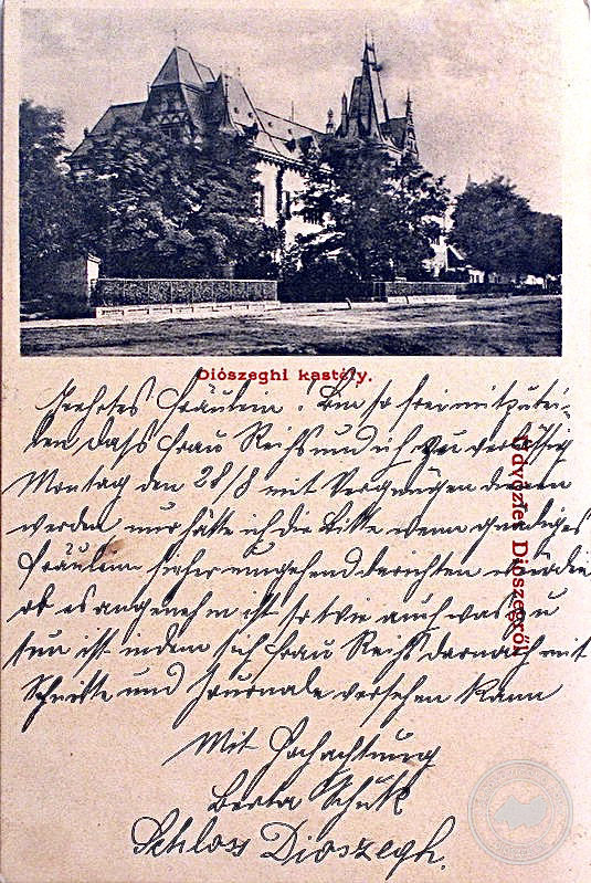 Diószegský kaštieľ na pohľadnici z roku 1898.