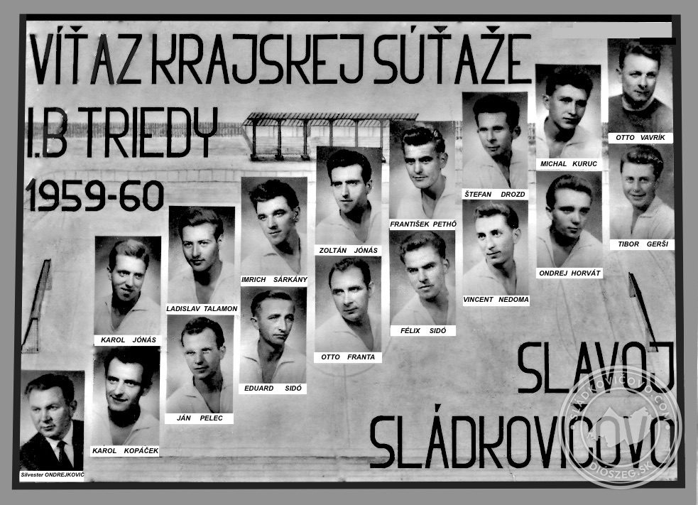 SLAVOJ Sládkovičovo - víťaz krajskej súťaže I.B triedy 1959-60