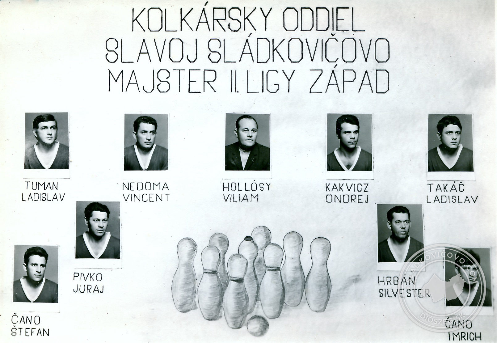 Kolkársky oddiel Slavoja Sládkovičovo na table zo začiatku 70. rokov 20. storočia.
