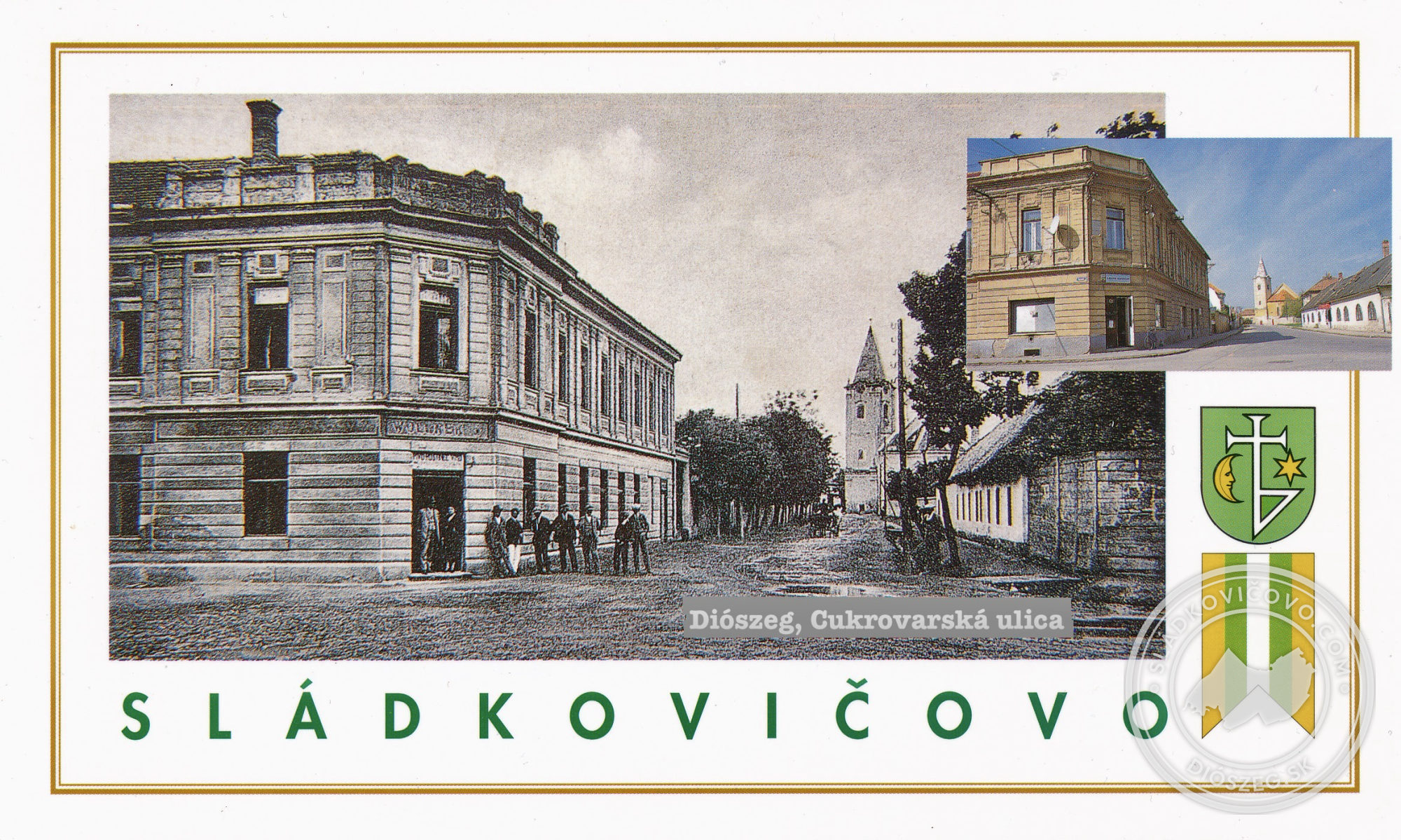 Zriedkavá pohľadnica s fotografiou Cukrovarskej ulice, vľavo hotel Wollner a v pozadí s kostolom.